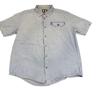 Under Armour Mens Short Sleeve Button Down Shirt Blue XL Casual Outdoor